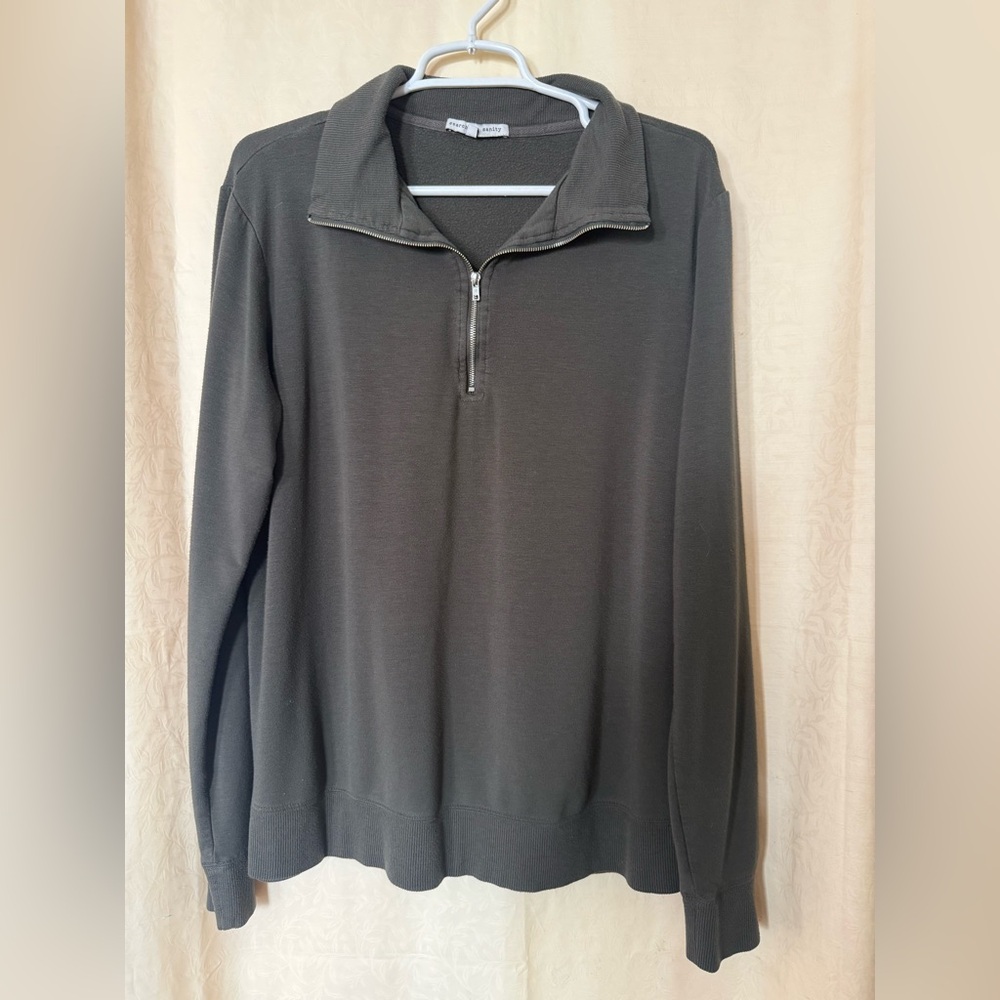 Search for Sanity Sweater, Men’s Size Large Olive Green Quarter Zip Sweater